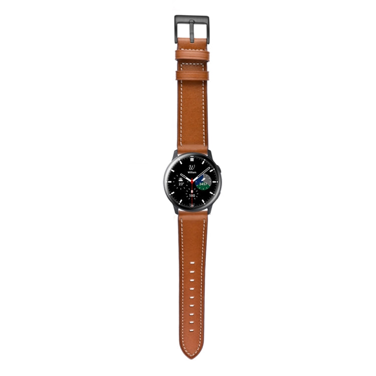 For Samsung Galaxy Watch4 40mm/44mm Leather Watch Band(Brown) by bashfashion