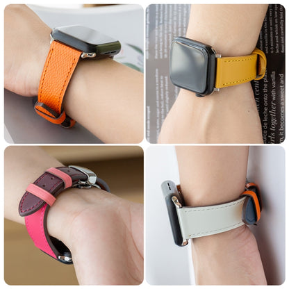 Butterfly Clasp Top Layer Cowhide Leather Strap Watch Band For Apple Watch Ultra 49mm&Watch Ultra 2 49mm / Series 9&8&7 45mm / SE 3&SE 2&6&SE&5&4 44mm / 3&2&1 42mm(Yellow) by bashfashion