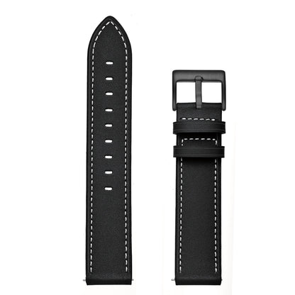 For Samsung Galaxy Watch 3 41mm Leather Watch Band(Black) by bashfashion