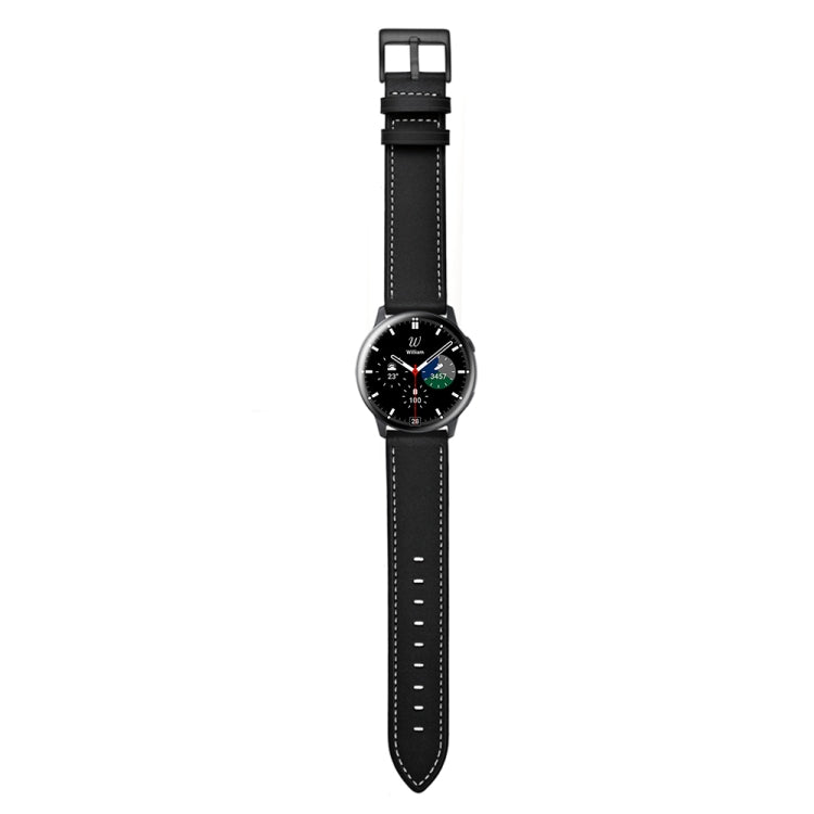 For Samsung Galaxy Watch 3 41mm Leather Watch Band(Black) by bashfashion