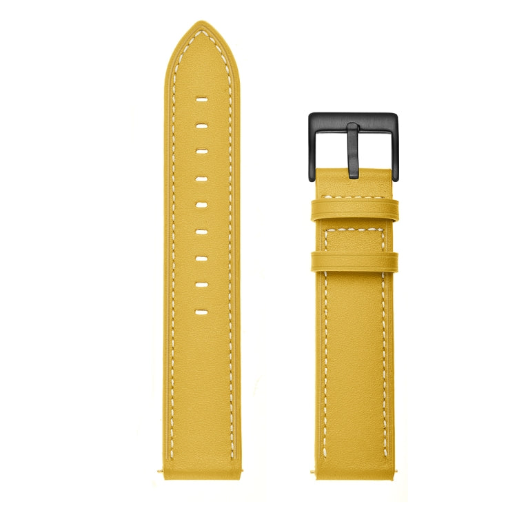 For Samsung Galaxy Watch 3 41mm Leather Watch Band(Yellow) by bashfashion