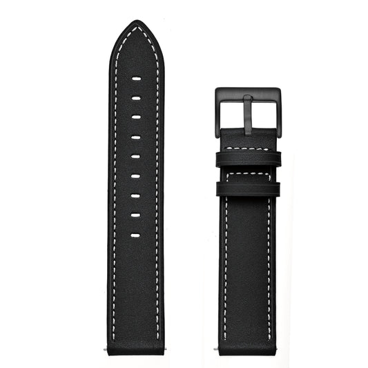 For Samsung Galaxy Watch 46mm Leather Watch Band(Black) by bashfashion