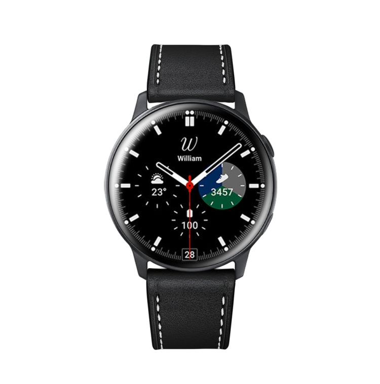 For Samsung Galaxy Watch 46mm Leather Watch Band(Black) by bashfashion