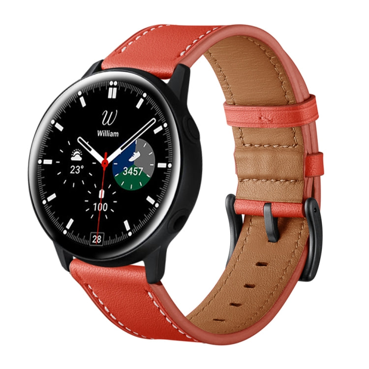 For Samsung Galaxy Watch 46mm Leather Watch Band(Red) by bashfashion