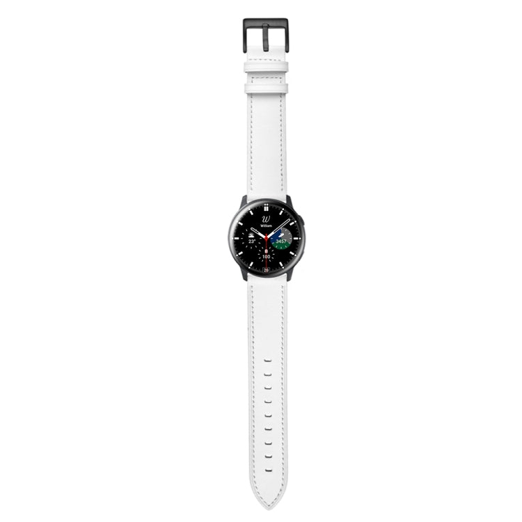 For Samsung Galaxy Watch 46mm Leather Watch Band(White) by bashfashion
