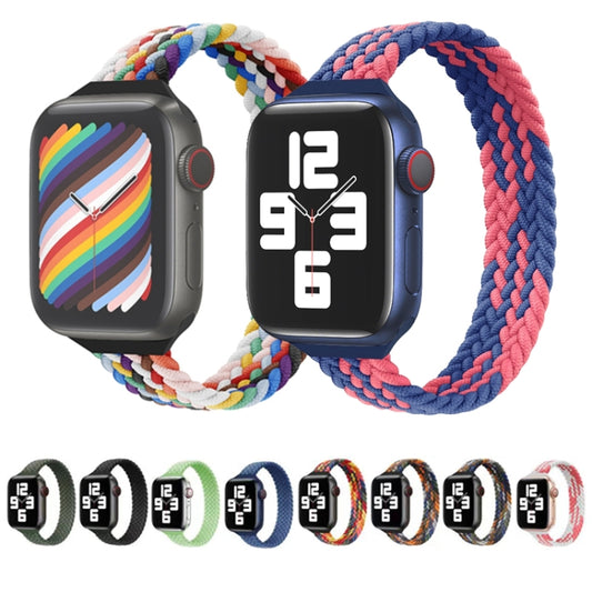 Small Waist Single Loop Nylon Braid Watch Band For Apple Watch Series 9&8&7 41mm / SE 3&SE 2&6&SE&5&4 40mm / 3&2&1 38mm, Size:M 145mm(Colorful) by bashfashion