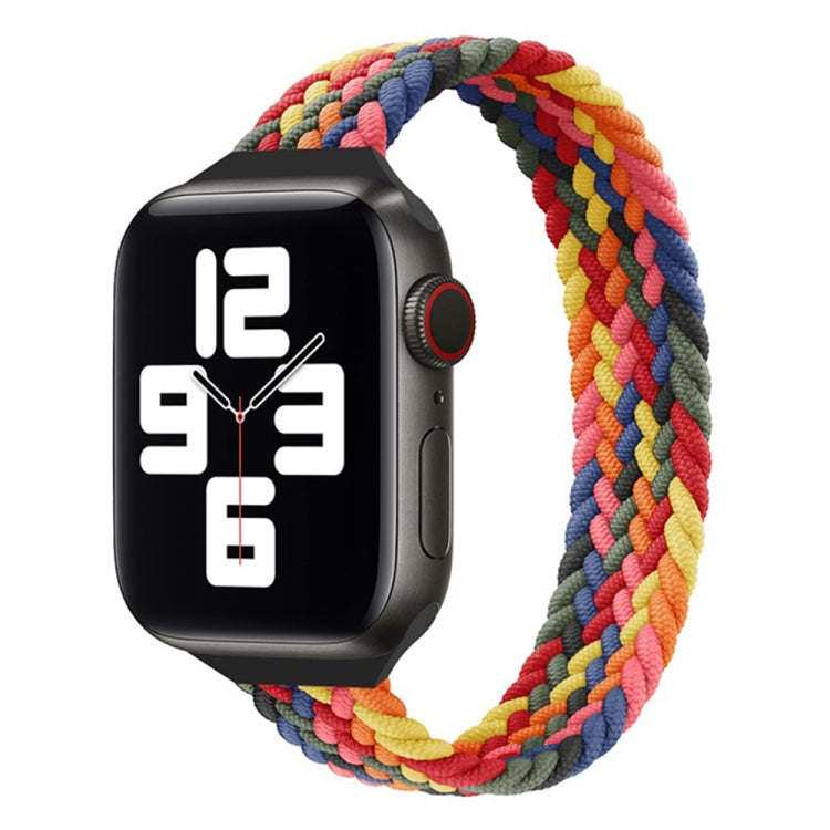 Small Waist Single Loop Nylon Braid Watch Band For Apple Watch Ultra 49mm&Watch Ultra 2 49mm / Series 9&8&7 45mm / SE 3&SE 2&6&SE&5&4 44mm / 3&2&1 42mm, Size:S 145mm(Colorful) by bashfashion