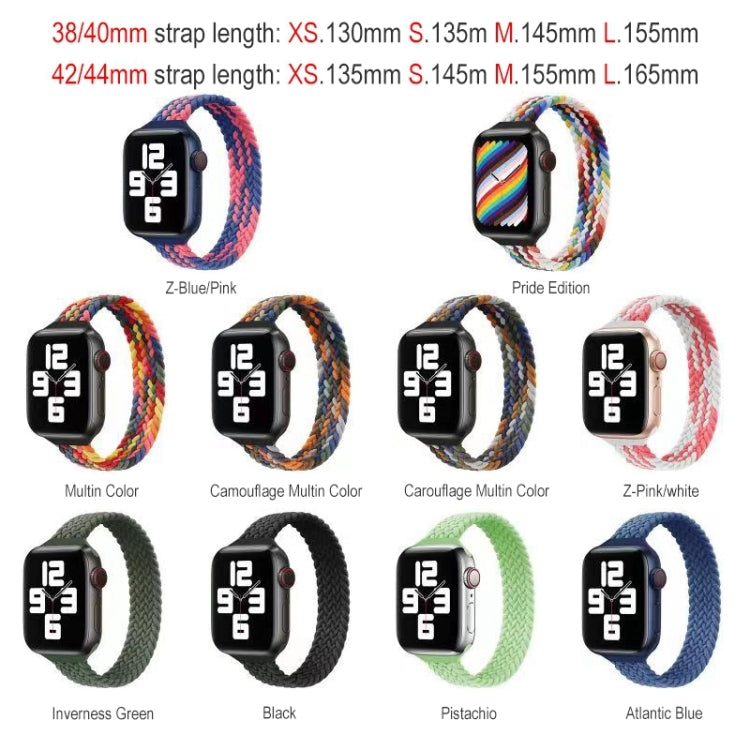 Small Waist Single Loop Nylon Braid Watch Band For Apple Watch Ultra 49mm&Watch Ultra 2 49mm / Series 9&8&7 45mm / SE 3&SE 2&6&SE&5&4 44mm / 3&2&1 42mm, Size:S 145mm(Colorful) by bashfashion