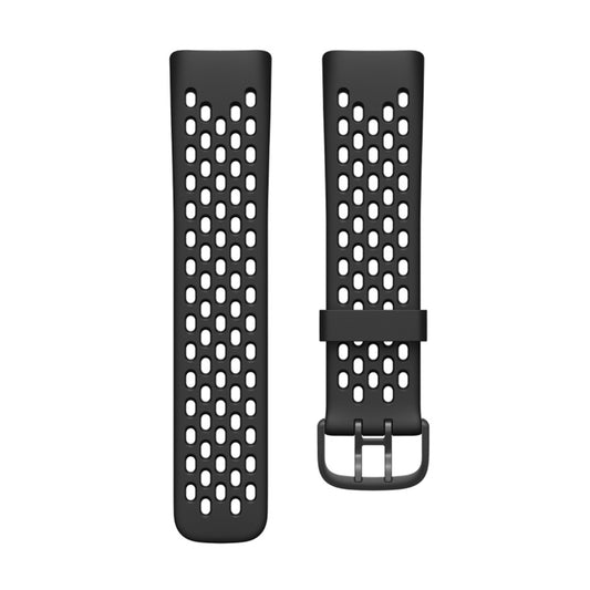 For Fitbit Charge 5 Silicone Hole Watch Band(Black) by bashfashion