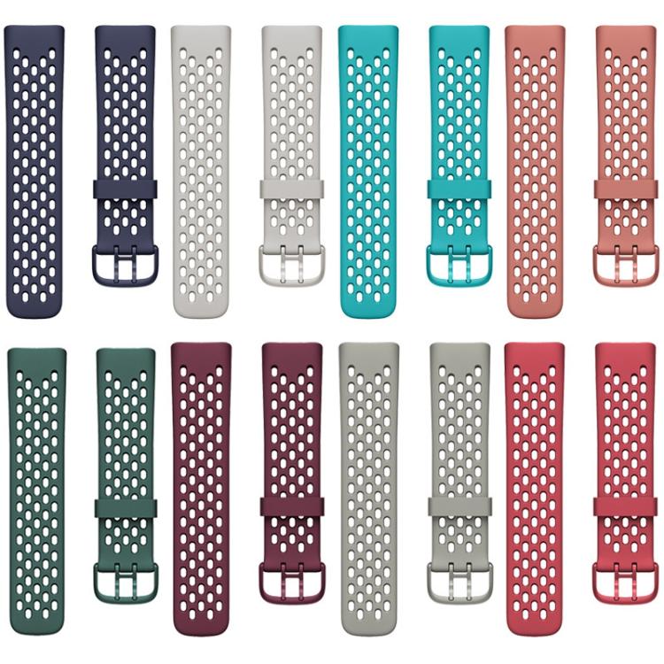 For Fitbit Charge 5 Silicone Hole Watch Band(Dark Red) by bashfashion