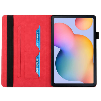 For Samsung Galaxy Tab S6 Lite SM-P610/T615 Rhombus Skin Feel Horizontal Flip Tablet Leather Case with Card Slots & Holder(Red) by bashfashion