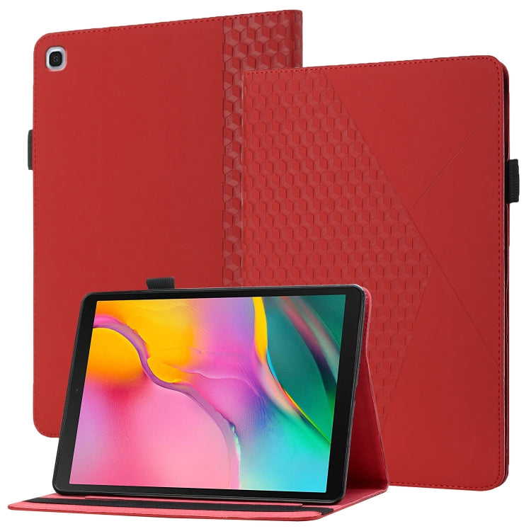 For Samsung Galaxy Tab A 10.1 2019 T510 Rhombus Skin Feel Horizontal Flip Tablet Leather Case with Card Slots & Holder(Red) by bashfashion