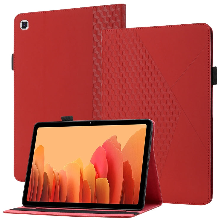 For Samsung Galaxy Tab A7 10.4 2020 T500/T505 Rhombus Skin Feel Horizontal Flip Tablet Leather Case with Card Slots & Holder(Red) by bashfashion