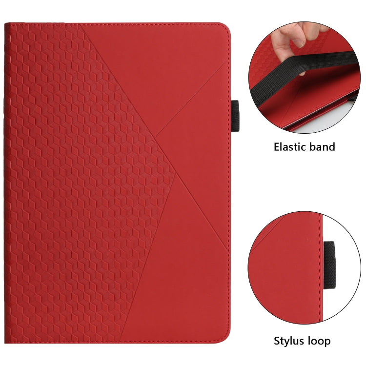 For Samsung Galaxy Tab A7 10.4 2020 T500/T505 Rhombus Skin Feel Horizontal Flip Tablet Leather Case with Card Slots & Holder(Red) by bashfashion