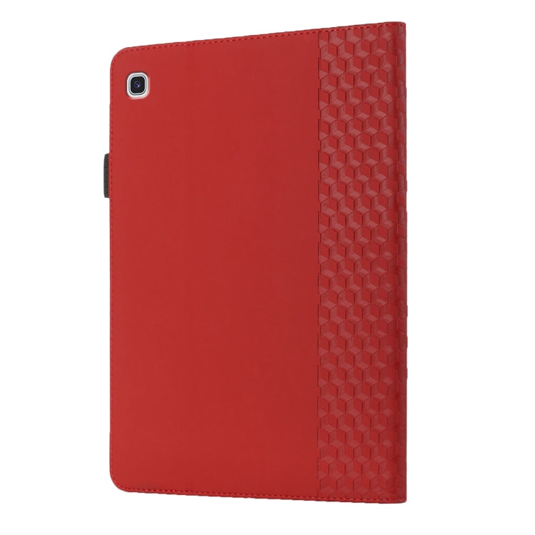 For Samsung Galaxy Tab A7 Lite 8.7 T220/T225 Rhombus Skin Feel Horizontal Flip Tablet Leather Case with Card Slots & Holder(Red) by bashfashion