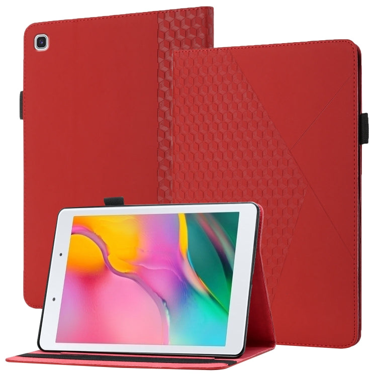 For Samsung Tab A 8.0 2019 T290/T295/T297 Rhombus Skin Feel Horizontal Flip Tablet Leather Case with Card Slots & Holder(Red) by bashfashion