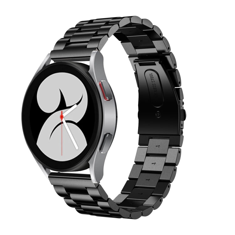 For Samsung Galaxy Watch4 40mm/44mm Universal Flat Head Three-bead Stainless Steel Watch Band(Black) by bashfashion
