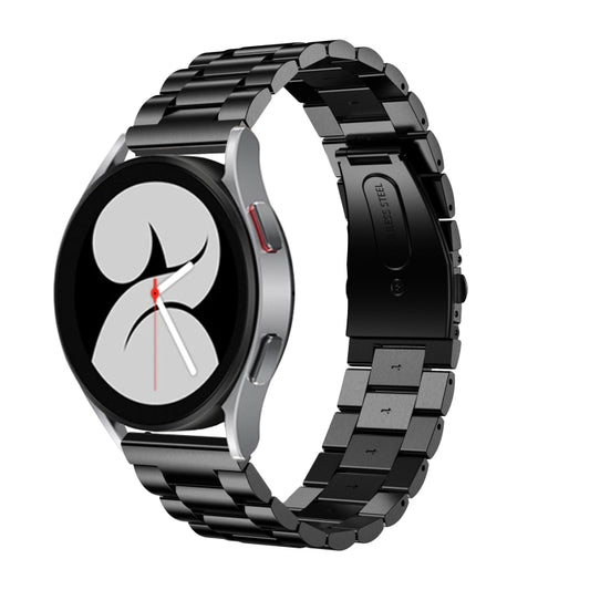 For Samsung Galaxy Watch4 40mm/44mm Universal Flat Head Three-bead Stainless Steel Watch Band(Black) by bashfashion