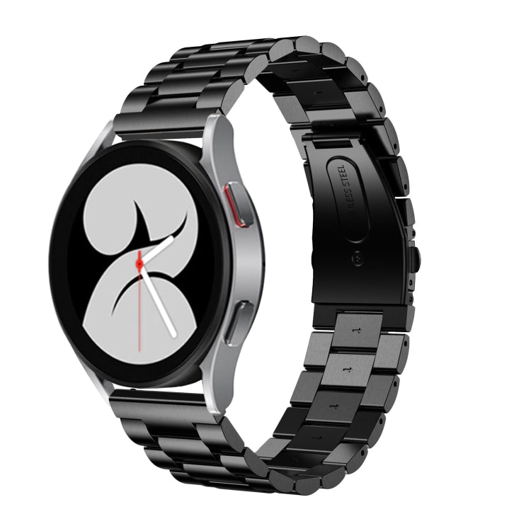 For Samsung Galaxy Watch4 40mm/44mm Universal Flat Head Three-bead Stainless Steel Watch Band(Black) by bashfashion
