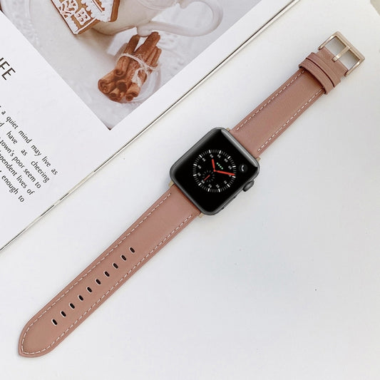 Sewing Leather Watch Band For Apple Watch Series 9&8&7 41mm / SE 3&SE 2&6&SE&5&4 40mm / 3&2&1 38mm(Light Brown) by bashfashion