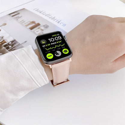 Sewing Leather Watch Band For Apple Watch Series 9&8&7 41mm / SE 3&SE 2&6&SE&5&4 40mm / 3&2&1 38mm(Black) by bashfashion