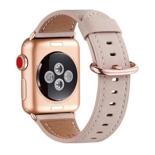 Classic Buckle Leather Watch Band For Apple Watch Series 9&8&7 41mm / SE 3&SE 2&6&SE&5&4 40mm / 3&2&1 38mm(Pink) by bashfashion