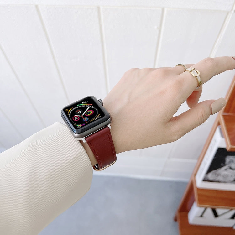 Classic Buckle Leather Watch Band For Apple Watch Series 9&8&7 41mm / SE 3&SE 2&6&SE&5&4 40mm / 3&2&1 38mm(Black) by bashfashion