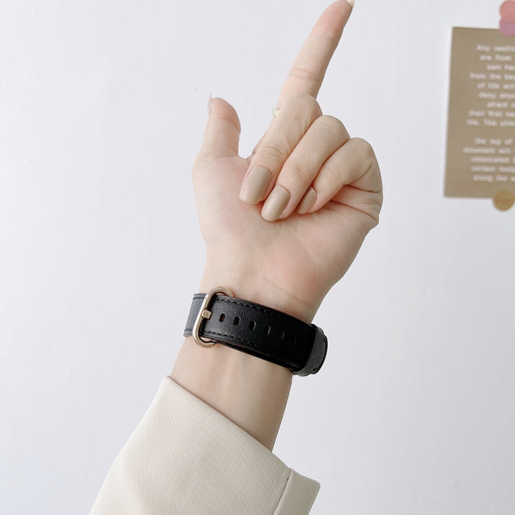 Classic Buckle Leather Watch Band For Apple Watch Series 9&8&7 41mm / SE 3&SE 2&6&SE&5&4 40mm / 3&2&1 38mm(Black) by bashfashion