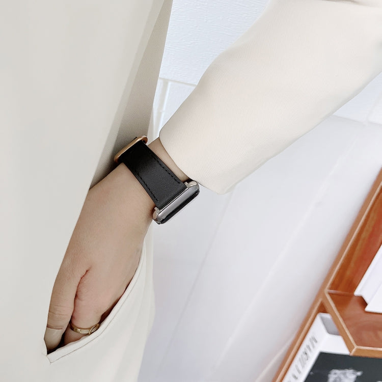 Classic Buckle Leather Watch Band For Apple Watch Series 9&8&7 41mm / SE 3&SE 2&6&SE&5&4 40mm / 3&2&1 38mm(Black) by bashfashion