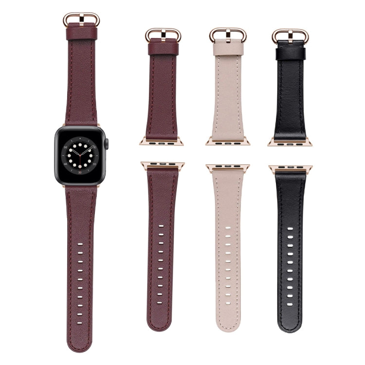 Classic Buckle Leather Watch Band For Apple Watch Series 9&8&7 41mm / SE 3&SE 2&6&SE&5&4 40mm / 3&2&1 38mm(Pink) by bashfashion