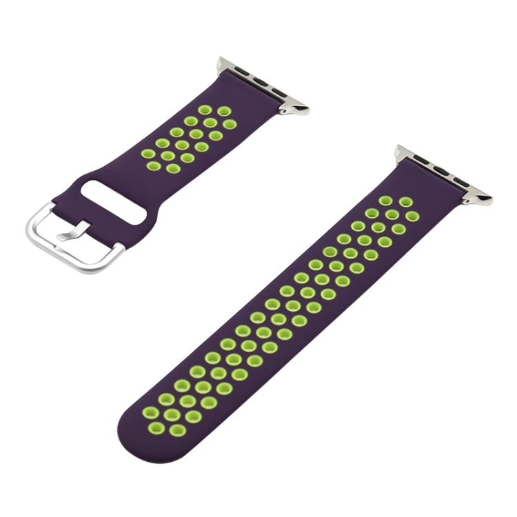 Silicone Strap Watch Band For Apple Watch Series 9&8&7 41mm / SE 3&SE 2&6&SE&5&4 40mm / 3&2&1 38mm(Purple Green) by bashfashion