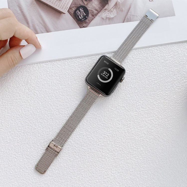 V-shaped Buckle Small Waist Steel Watch Band For Apple Watch Series 9&8&7 41mm / SE 3&SE 2&6&SE&5&4 40mm / 3&2&1 38mm(Silver) by bashfashion