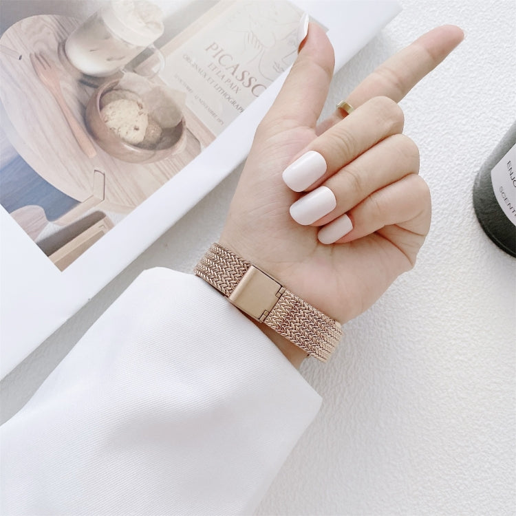 V-shaped Buckle Small Waist Steel Watch Band For Apple Watch Series 9&8&7 41mm / SE 3&SE 2&6&SE&5&4 40mm / 3&2&1 38mm(Rose Gold) by bashfashion