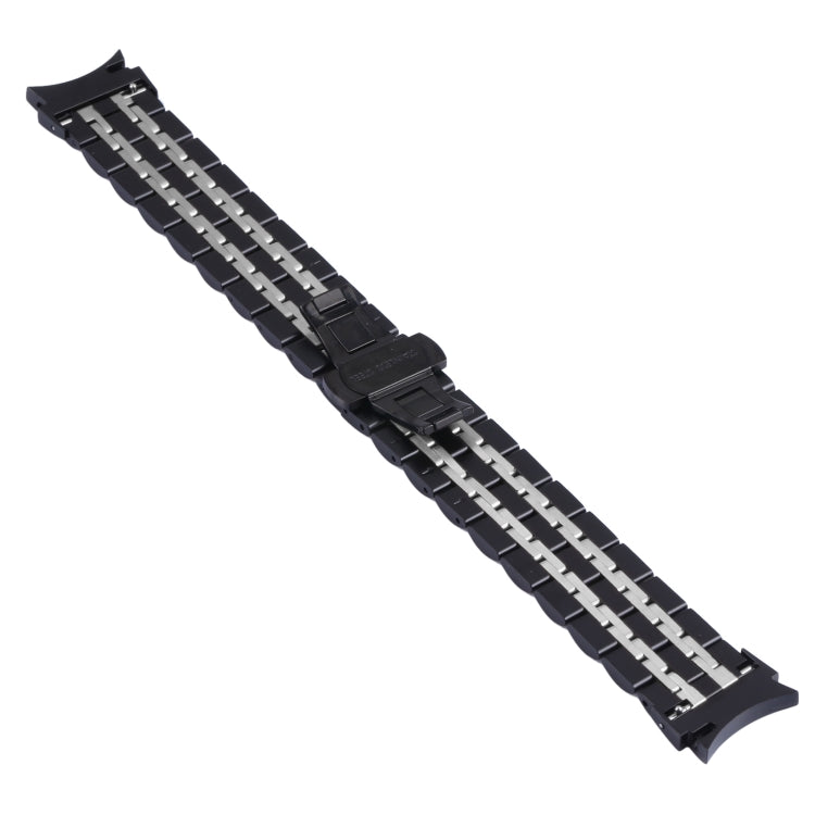 For Samsung Galaxy Watch4 40mm/44mm Seven-bead Stainless Steel Watch Band(Black Silver) by bashfashion