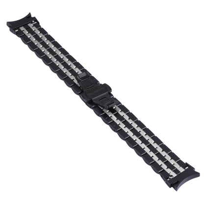 For Samsung Galaxy Watch4 40mm/44mm Seven-bead Stainless Steel Watch Band(Black Silver) by bashfashion