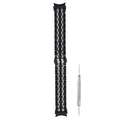 For Samsung Galaxy Watch4 40mm/44mm Seven-bead Stainless Steel Watch Band(Black Silver) by bashfashion