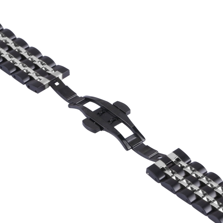 For Samsung Galaxy Watch4 40mm/44mm Seven-bead Stainless Steel Watch Band(Black Silver) by bashfashion