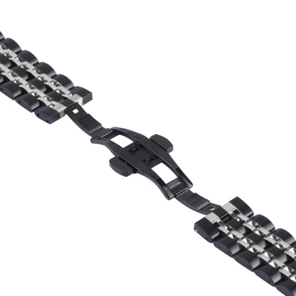 For Samsung Galaxy Watch4 40mm/44mm Seven-bead Stainless Steel Watch Band(Black Silver) by bashfashion
