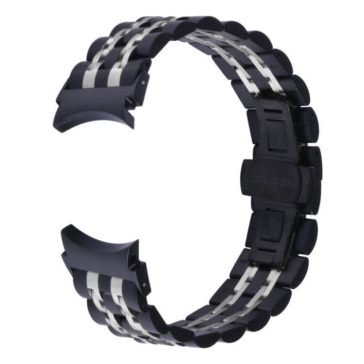 For Samsung Galaxy Watch4 40mm/44mm Seven-bead Stainless Steel Watch Band(Black Silver) by bashfashion