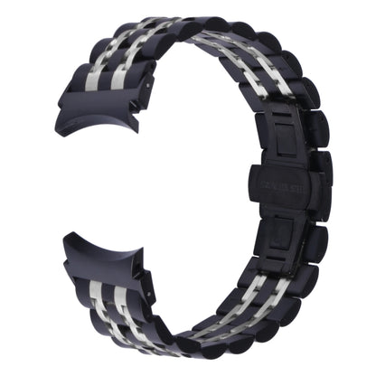 For Samsung Galaxy Watch4 40mm/44mm Seven-bead Stainless Steel Watch Band(Black Silver) by bashfashion