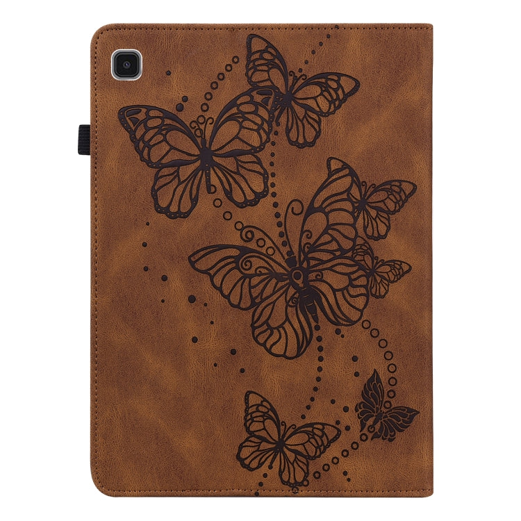 For Samsung Galaxy Tab A7 Lite T220/T225 Embossed Butterfly Pattern Horizontal Flip Leather Tablet Case(Brown) by bashfashion