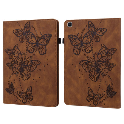 For Samsung Galaxy Tab A 8.0 (2019) T290 Embossed Butterfly Pattern Horizontal Flip Leather Tablet Case(Brown) by bashfashion