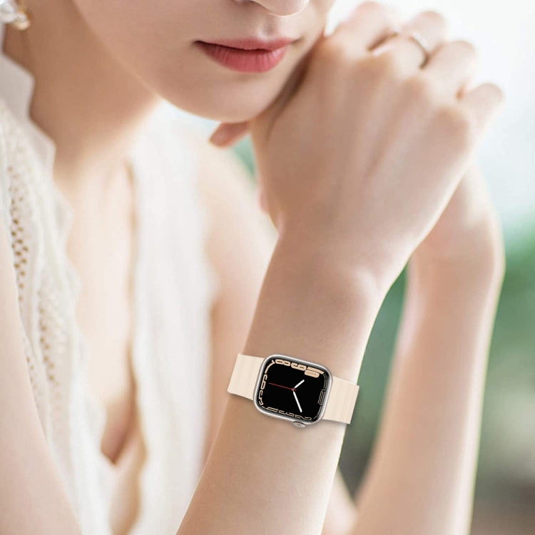 Integrated Silicone Strap Watch Band For Apple Watch Series 9&8&7 41mm / SE 3&SE 2&6&SE&5&4 40mm / 3&2&1 38mm(Starlight) by bashfashion