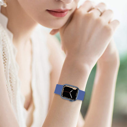Integrated Silicone Strap Watch Band For Apple Watch Series 8&7 45mm / SE 2&6&SE&5&4 44mm / 3&2&1 42mm(Blue) by bashfashion