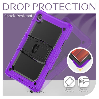 Shockproof Colorful Silicone + Black PC Tablet Protective Case with Holder & Shoulder Strap For Samsung Galaxy Tab A7 2020 T500(Purple) by bashfashion