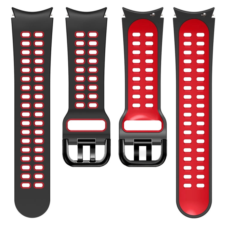 For Samsung Galaxy Watch4 40mm / 44mm Double-row Hole Two-color Silicone Watch Band(Black Red) by bashfashion