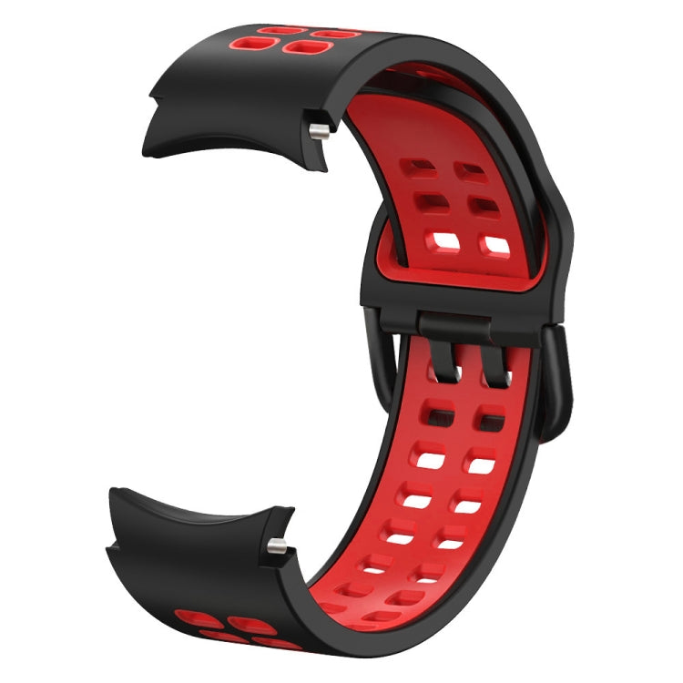 For Samsung Galaxy Watch4 40mm / 44mm Double-row Hole Two-color Silicone Watch Band(Black Red) by bashfashion