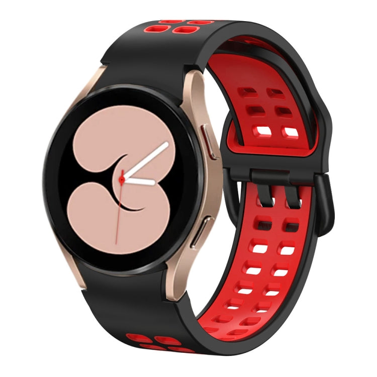 For Samsung Galaxy Watch4 40mm / 44mm Double-row Hole Two-color Silicone Watch Band(Black Red) by bashfashion