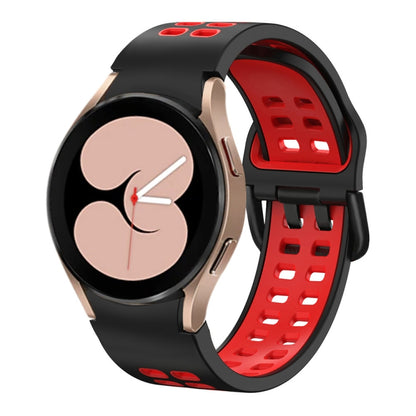 For Samsung Galaxy Watch4 40mm / 44mm Double-row Hole Two-color Silicone Watch Band(Black Red) by bashfashion