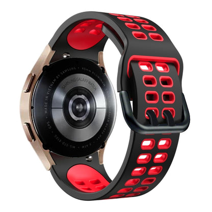 For Samsung Galaxy Watch4 40mm / 44mm Double-row Hole Two-color Silicone Watch Band(Black Red) by bashfashion